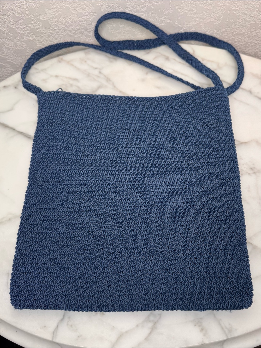 Handwoven Blue Crossbody Bag with beautiful dragonfly Bead Embellishments - Picture 5 of 6